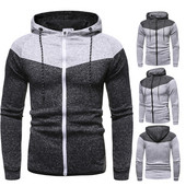 Férfi pulóver cipzárral és kapucnival fekete és szürke színben