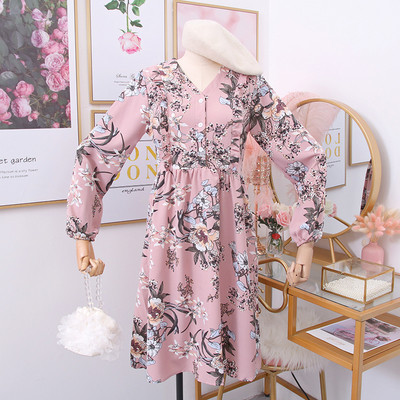 Νέο  μοντέλο γυναικείο φόρεμα με λαιμόκοψη, κουμπιά και floral σχέδια σε διάφορα χρώματα