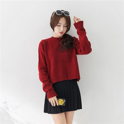 Kötött női pulóver kerek nyakkivágással, hátul nyakkendővel