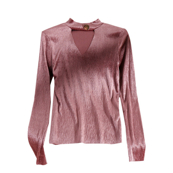 Modern női ing spitz nyakkivágással, fém elemmel több színben