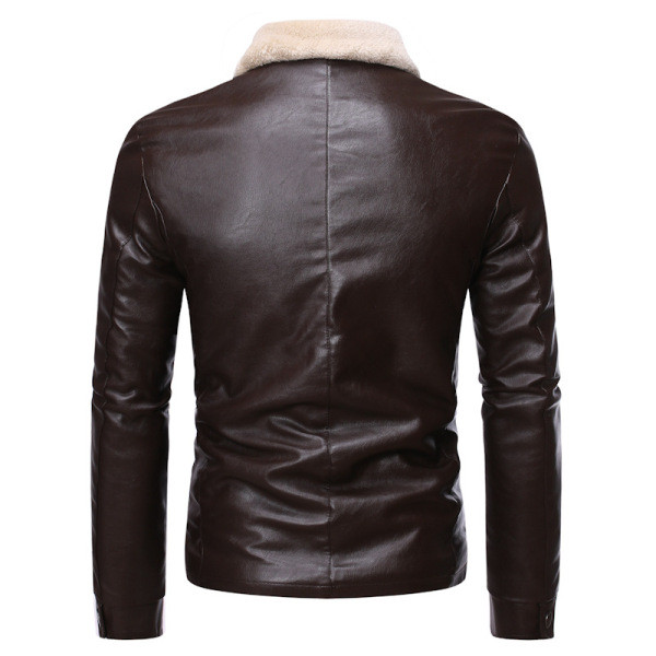 Téli bőrdzseki cipzárral és puha béléssel, fekete és barna színben