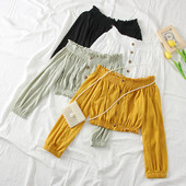 Új modell női blúz csupasz váll és gombokkal több színben