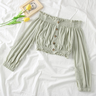 Új modell női blúz csupasz váll és gombokkal több színben