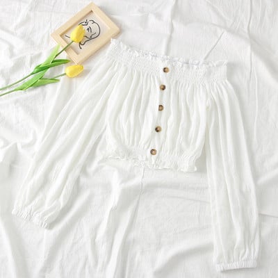 Új modell női blúz csupasz váll és gombokkal több színben