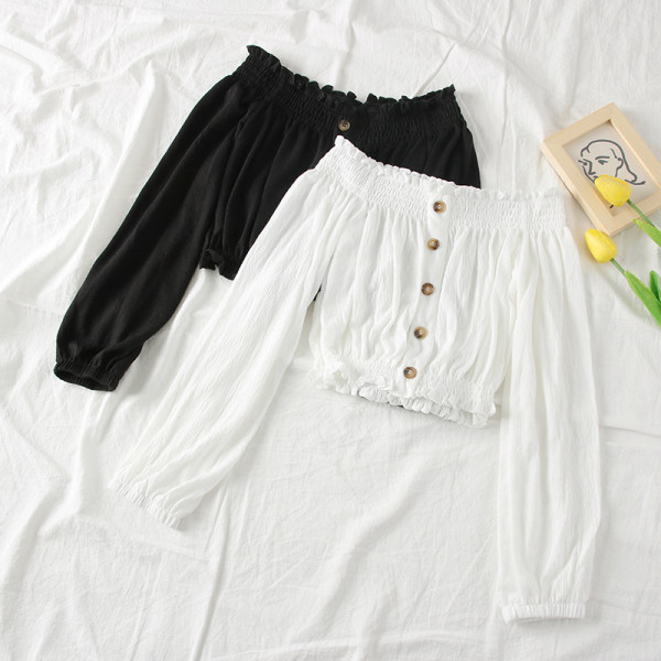 Νέο μοντέλο γυναικεία μπλούζα μοντέλο με γυμνά ώμους και κουμπιά σε διάφορα χρώματα