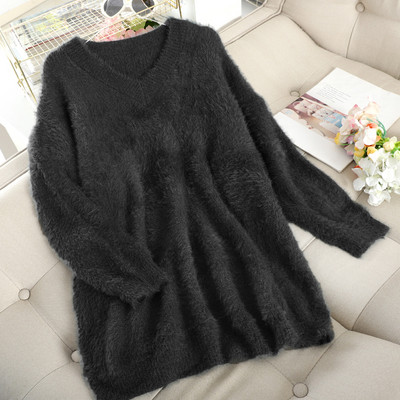 Χνουδωτό γυναικείο πουλόβερ με V-λαιμόκοψη σε πολλά χρώματα