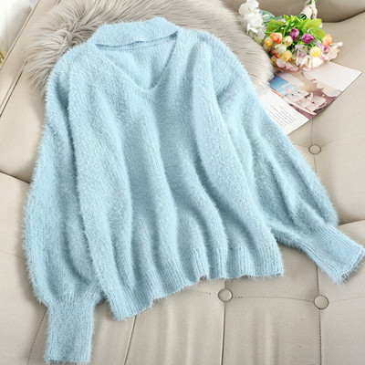 Γυναικείο αφράτο πουλόβερ με φαρδιά μανίκια σε διάφορα χρώματα