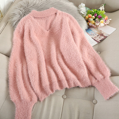 Γυναικείο αφράτο πουλόβερ με φαρδιά μανίκια σε διάφορα χρώματα