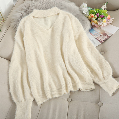 Γυναικείο αφράτο πουλόβερ με φαρδιά μανίκια σε διάφορα χρώματα