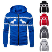 Hétköznapi férfi karácsonyi pulóver kapucnival és cipzárral öt színben