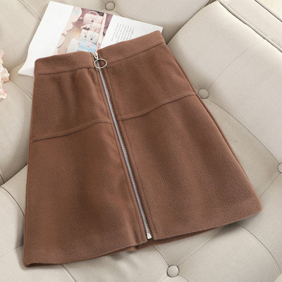 Vékony modell női bársony szoknya cipzárral fekete, rózsaszín és barna színekben