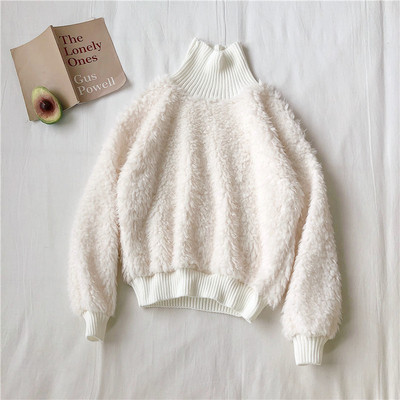 Γυναικείο πουλόβερ από βελούδο σε τρία χρώματα με κολάρο