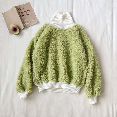 Γυναικείο πουλόβερ από βελούδο σε τρία χρώματα με κολάρο