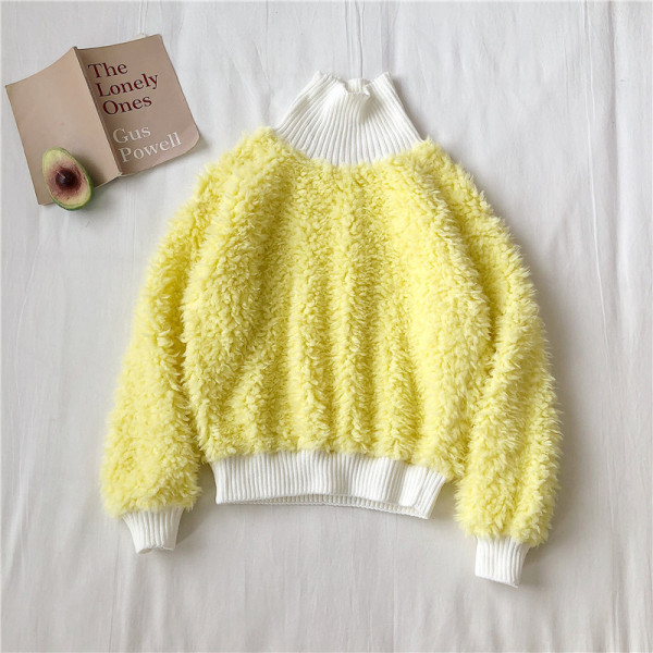 Γυναικείο πουλόβερ από βελούδο σε τρία χρώματα με κολάρο 