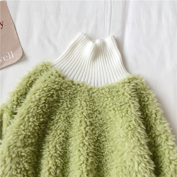 Γυναικείο πουλόβερ από βελούδο σε τρία χρώματα με κολάρο 