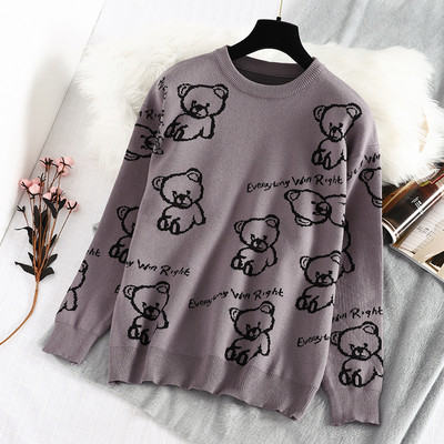 Modern női pulóver kerek nyakkivágással és hosszú ujjal