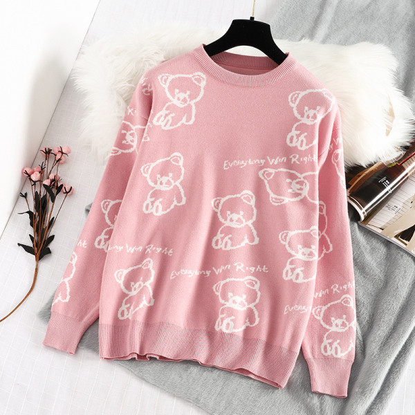 Modern női pulóver kerek nyakkivágással és hosszú ujjal