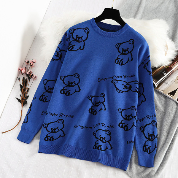 Modern női pulóver kerek nyakkivágással és hosszú ujjal