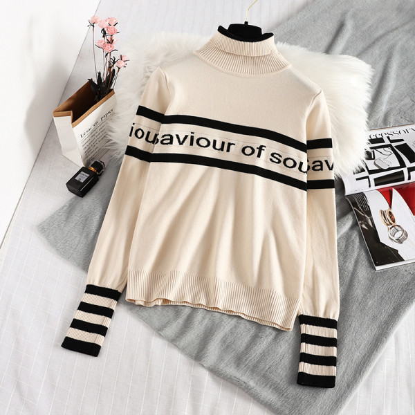 Νέο μοντέλο γυναικείο πουλόβερ με υψηλό κολάρο σε δύο χρώματα