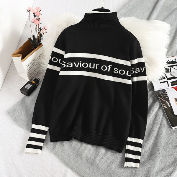 Νέο μοντέλο γυναικείο πουλόβερ με υψηλό κολάρο σε δύο χρώματα