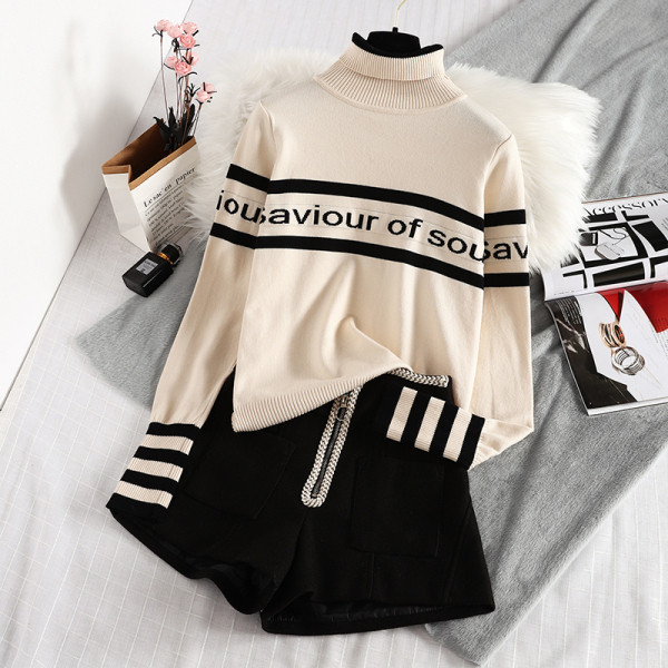 Νέο μοντέλο γυναικείο πουλόβερ με υψηλό κολάρο σε δύο χρώματα