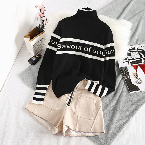 Νέο μοντέλο γυναικείο πουλόβερ με υψηλό κολάρο σε δύο χρώματα