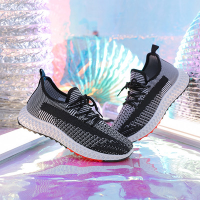 Γυναικεία αθλητικά casual  παπούτσια με ίσια σόλα σε μαύρο και ροζ χρώμα