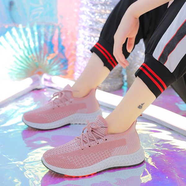 Γυναικεία αθλητικά casual  παπούτσια με ίσια σόλα σε μαύρο και ροζ χρώμα