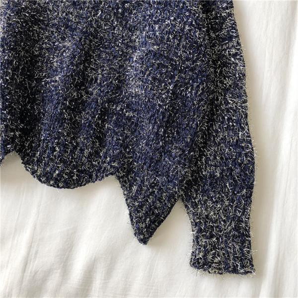 Alkalmi női pulóver széles modell ovális nyakkivágással