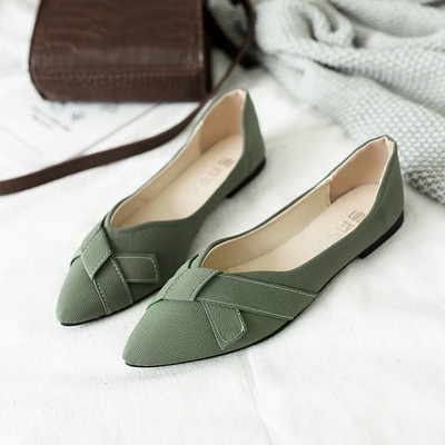 Γυναικεία παπούτσια με ίσια σόλα σε λευκό, πράσινο και μπεζ χρώμα