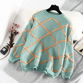 Νέο μοντέλο γυναικείο πουλόβερ με λαιμόκοψη O σε πράσινο χρώμα