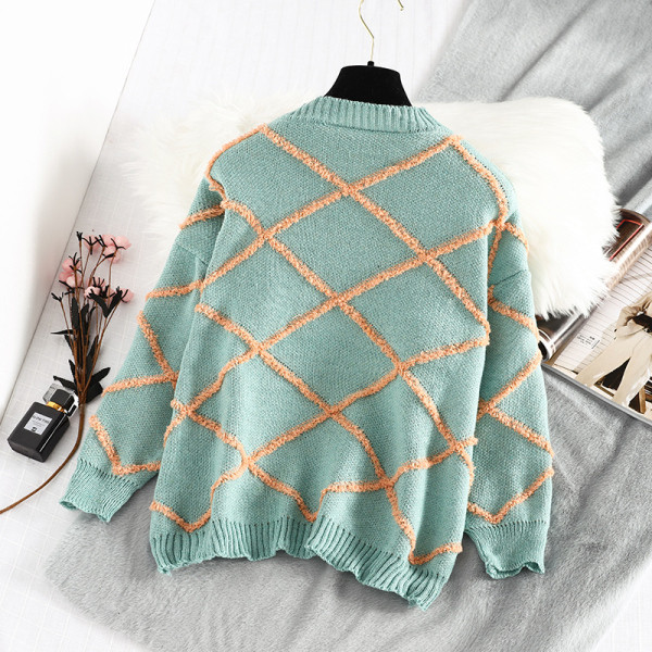 Νέο μοντέλο γυναικείο πουλόβερ με λαιμόκοψη O σε πράσινο χρώμα