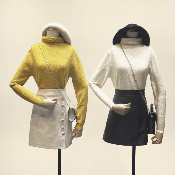 Γυναικείο πουλόβερ με ψηλό γιακά και μακρύ μανίκι σε διάφορα χρώματα