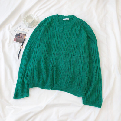 Casual μοντέλο γυναικείο πουλόβερ με στρογγυλό ντεκολτέ