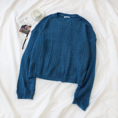 Casual μοντέλο γυναικείο πουλόβερ με στρογγυλό ντεκολτέ