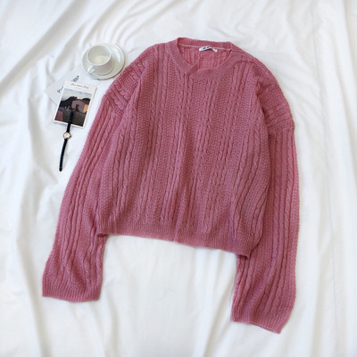 Casual μοντέλο γυναικείο πουλόβερ με στρογγυλό ντεκολτέ