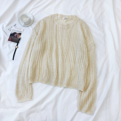 Casual μοντέλο γυναικείο πουλόβερ με στρογγυλό ντεκολτέ