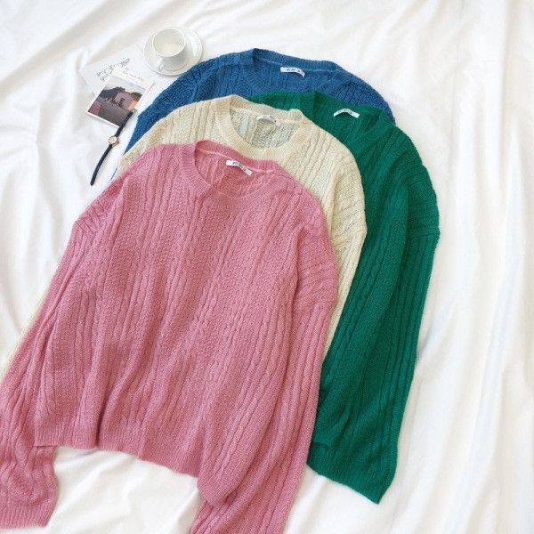 Casual μοντέλο γυναικείο πουλόβερ με στρογγυλό ντεκολτέ