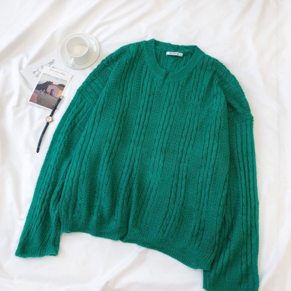 Casual μοντέλο γυναικείο πουλόβερ με στρογγυλό ντεκολτέ