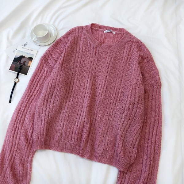 Casual μοντέλο γυναικείο πουλόβερ με στρογγυλό ντεκολτέ