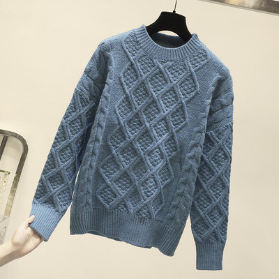 Μοντέρνο γυναικείο πουλόβερ  με ωοειδές ντεκολτέ και μακρύ μανίκι σε πέντε χρώματα