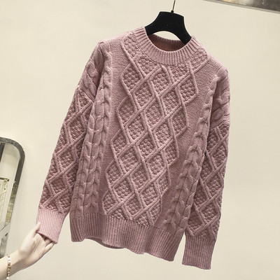 Μοντέρνο γυναικείο πουλόβερ  με ωοειδές ντεκολτέ και μακρύ μανίκι σε πέντε χρώματα