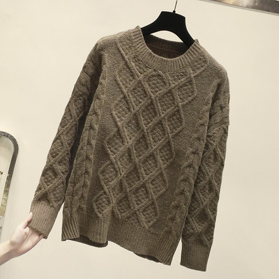 Μοντέρνο γυναικείο πουλόβερ  με ωοειδές ντεκολτέ και μακρύ μανίκι σε πέντε χρώματα