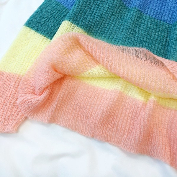 Színes női pulóver O-nyakú és hosszú ujjú