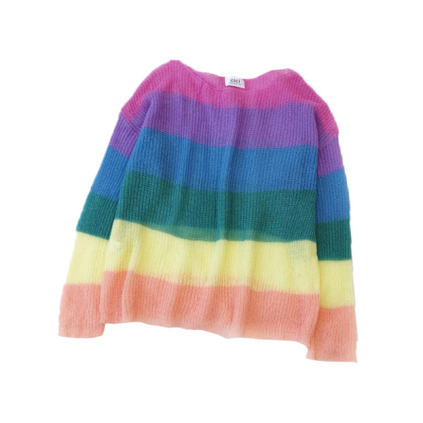 Színes női pulóver O-nyakú és hosszú ujjú