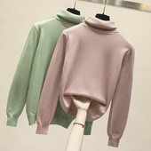 Μοντέρνο γυναικείο πουλόβερ με κολάρο και μακρύ μανίκι σε διάφορα χρώματα