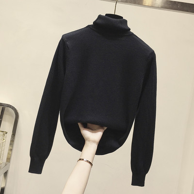 Μοντέρνο γυναικείο πουλόβερ με κολάρο και μακρύ μανίκι σε διάφορα χρώματα