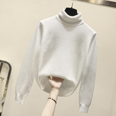 Μοντέρνο γυναικείο πουλόβερ με κολάρο και μακρύ μανίκι σε διάφορα χρώματα