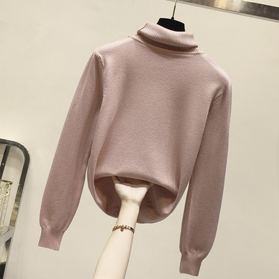 Μοντέρνο γυναικείο πουλόβερ με κολάρο και μακρύ μανίκι σε διάφορα χρώματα