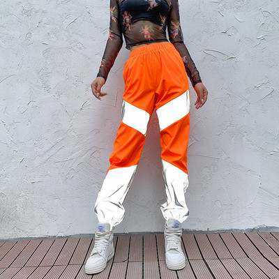 НОВ модел дамски панталони с висока талия в оранжев цвят 